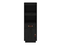 Aparador alto Negro 34x40x108,5 cm Madera maciza de pino