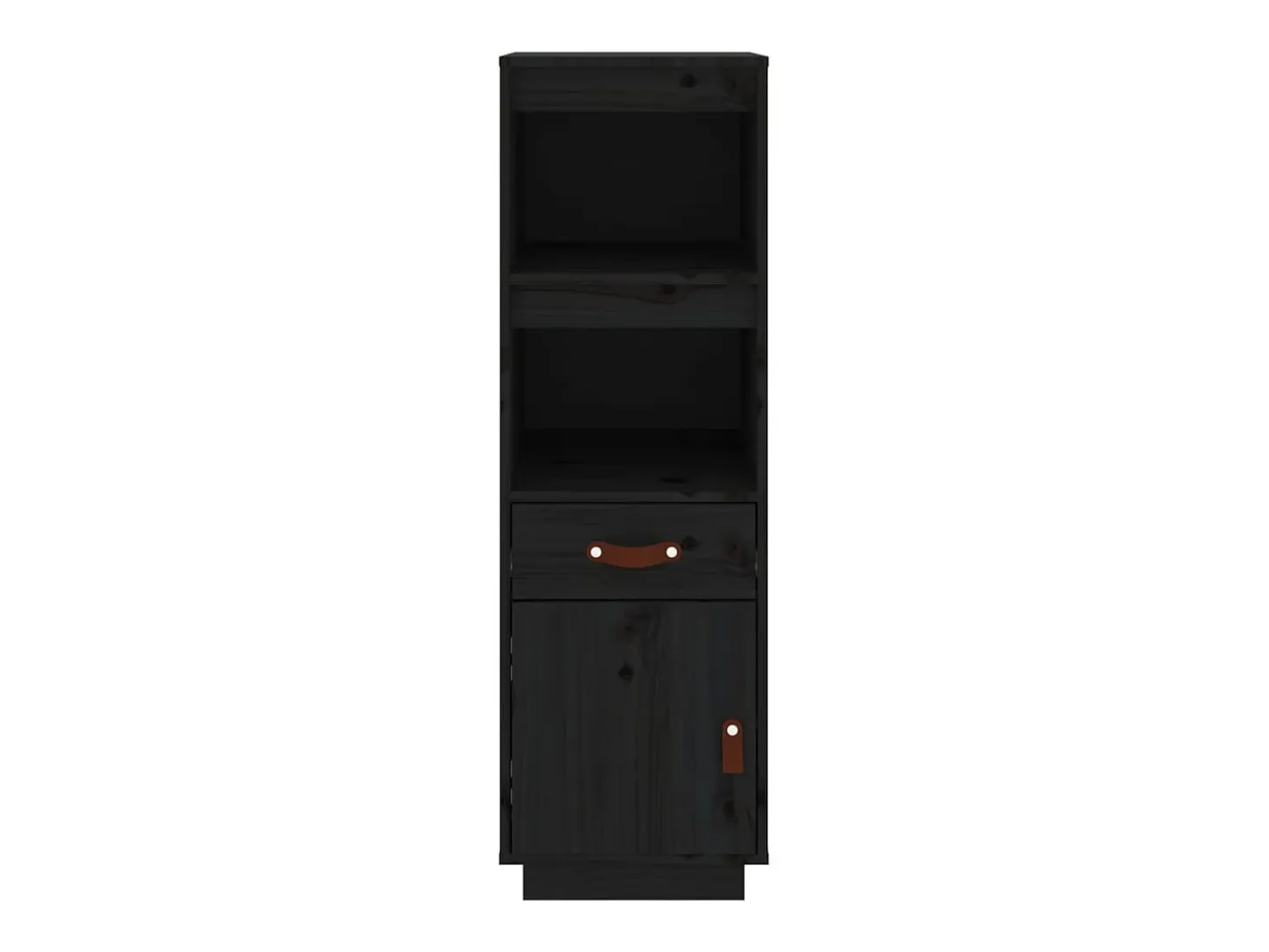 Aparador alto Negro 34x40x108,5 cm Madera maciza de pino