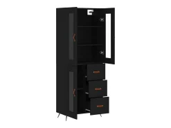 Aparador alto negro 69,5x34x180 cm Madera contrachapada