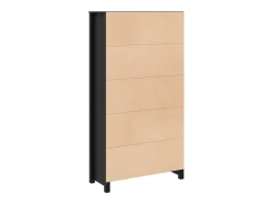 Aparador alto Negro 80x35x154 cm Madera maciza de pino