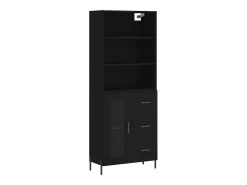 Aparador alto negro 69,5x34x180 cm Madera contrachapada