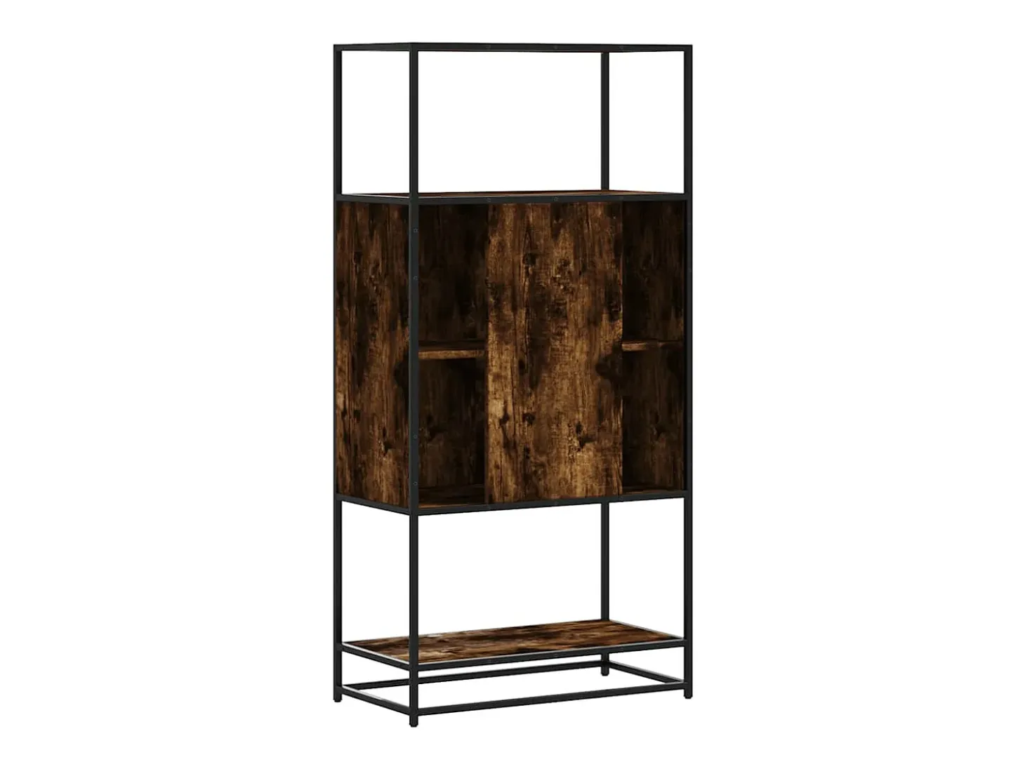 Aparador alto roble ahumado 68x35x139 cm madera contrachapada metal