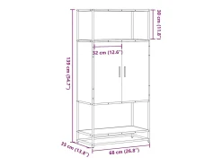 Aparador alto roble ahumado 68x35x139 cm madera contrachapada metal