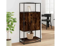 Aparador alto roble ahumado 68x35x139 cm madera contrachapada metal