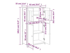 Aparador alto roble ahumado 62x32x106,5 cm madera de ingeniería