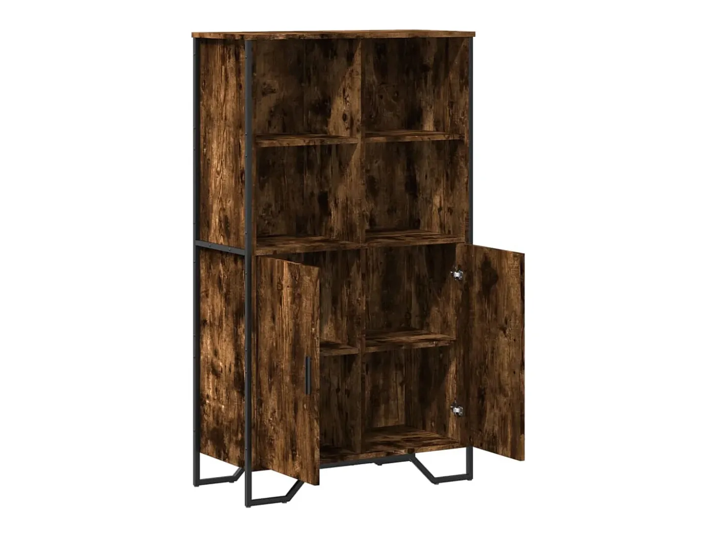 Aparador alto roble ahumado 79,5x35,5x137,5 cm madera de ingeniería