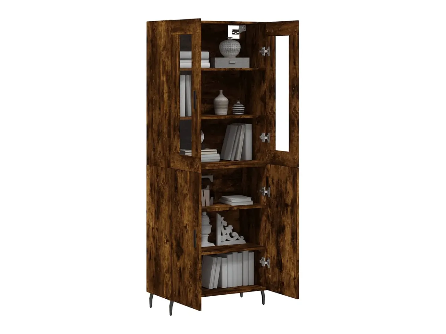 Aparador alto Roble ahumado 69,5x34x180 cm Madera de ingeniería