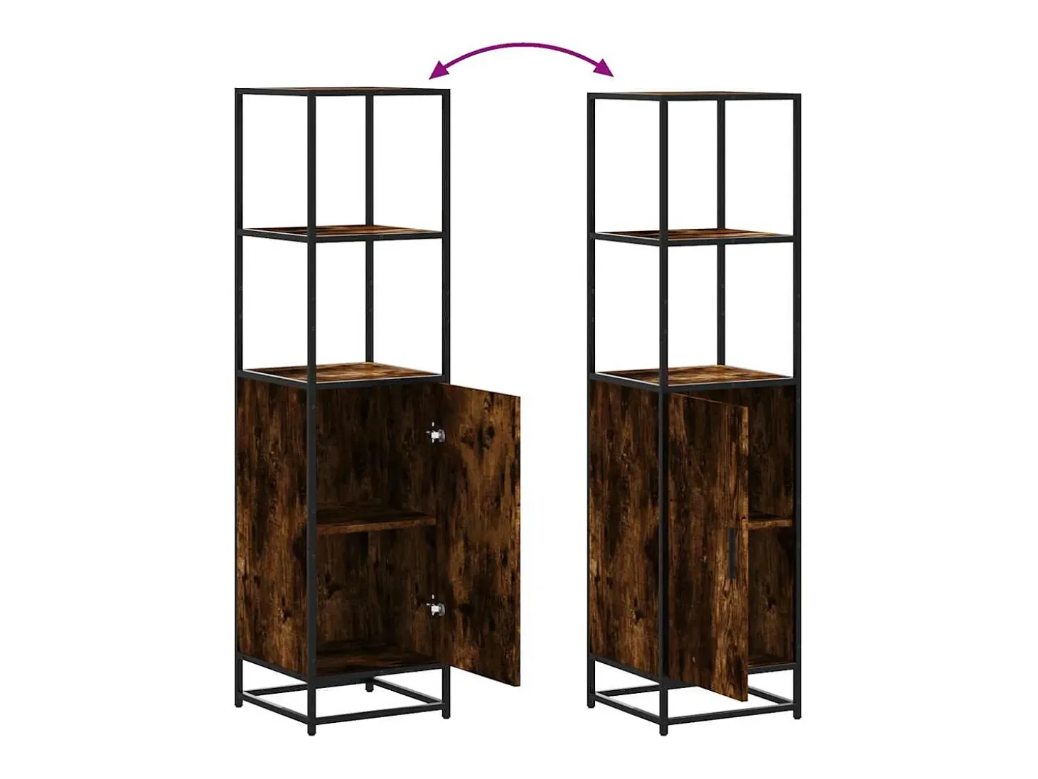 Aparador alto roble ahumado 35,5x35x139 cm madera contrachapada metal