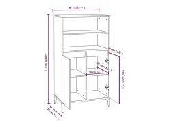 Aparador alto Roble ahumado 60x36x110 cm Madera de ingeniería