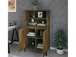 Aparador alto Roble ahumado 60x36x110 cm Madera de ingeniería