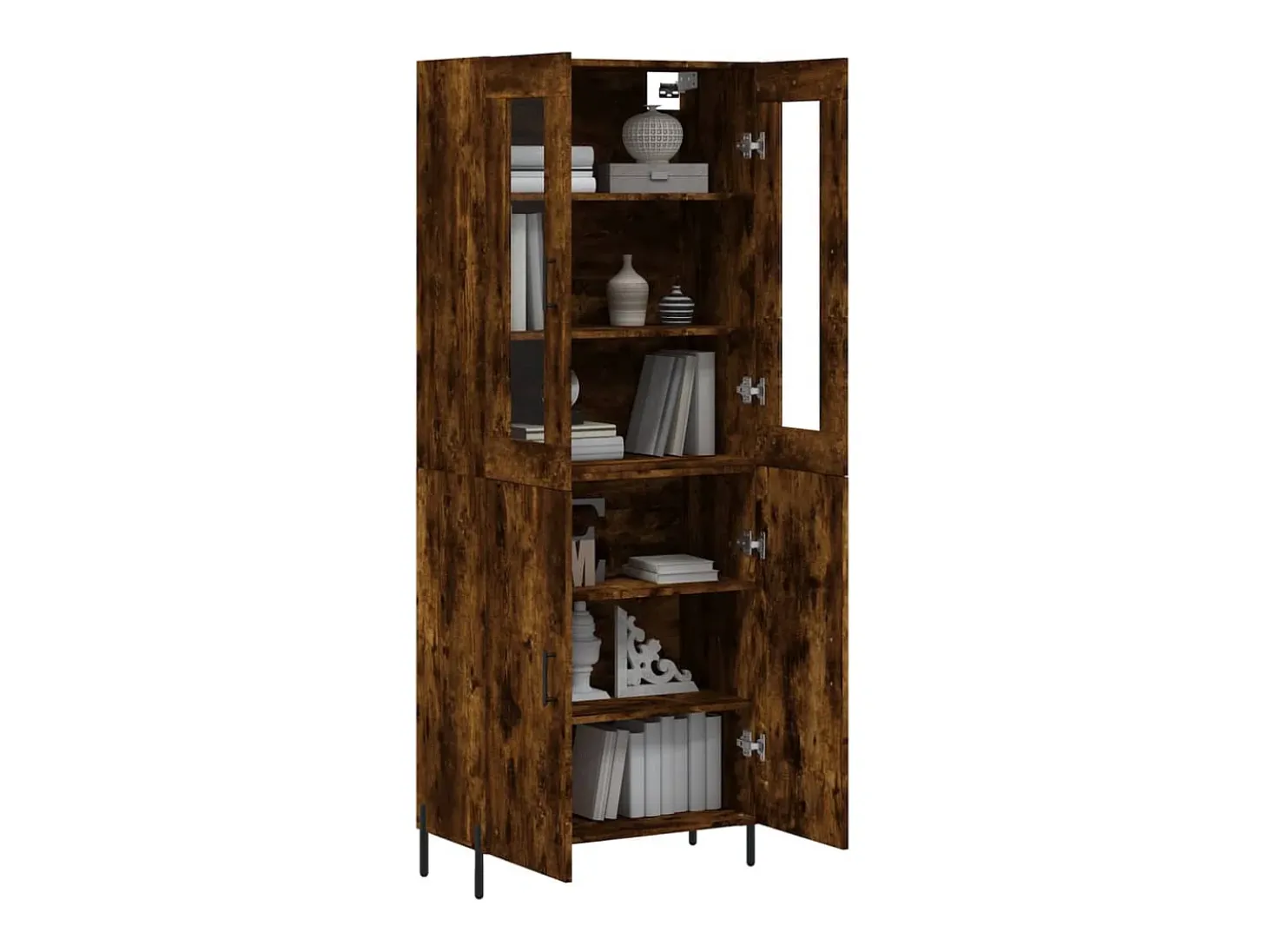 Aparador alto Roble ahumado 69,5x34x180 cm Madera de ingeniería