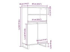Aparador alto roble craft 60x36x110 cm madera de ingeniería