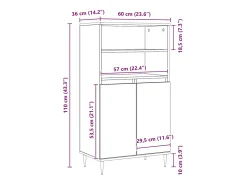 Aparador alto roble craft 60x36x110 cm madera de ingeniería