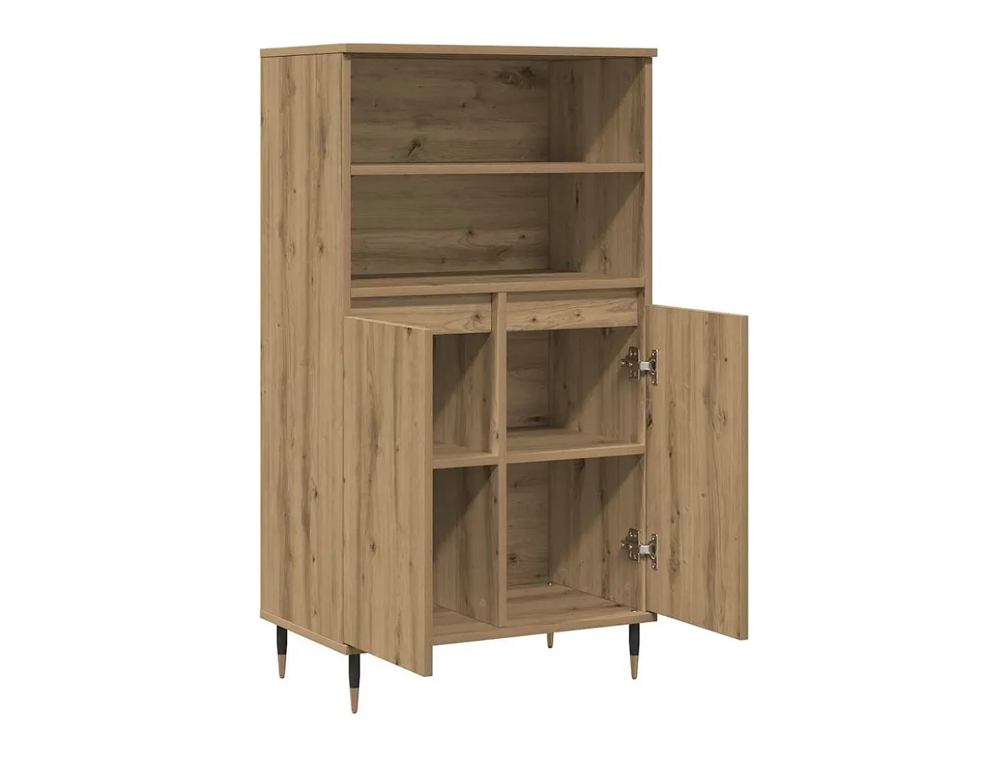 Aparador alto roble craft 60x36x110 cm madera de ingeniería