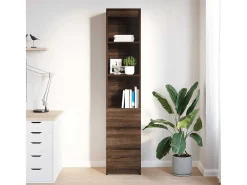Aparador alto roble marrón 37,5x35x180 cm madera de ingeniería