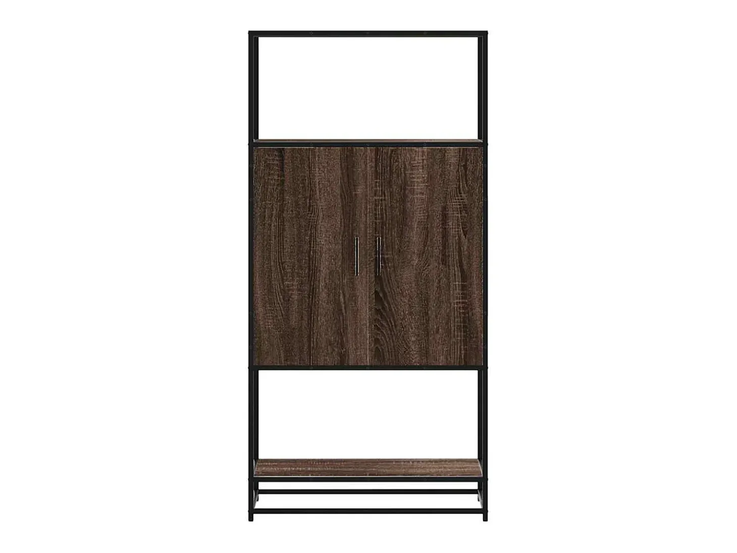 Aparador alto roble marrón 68x35x139 cm madera contrachapada metal