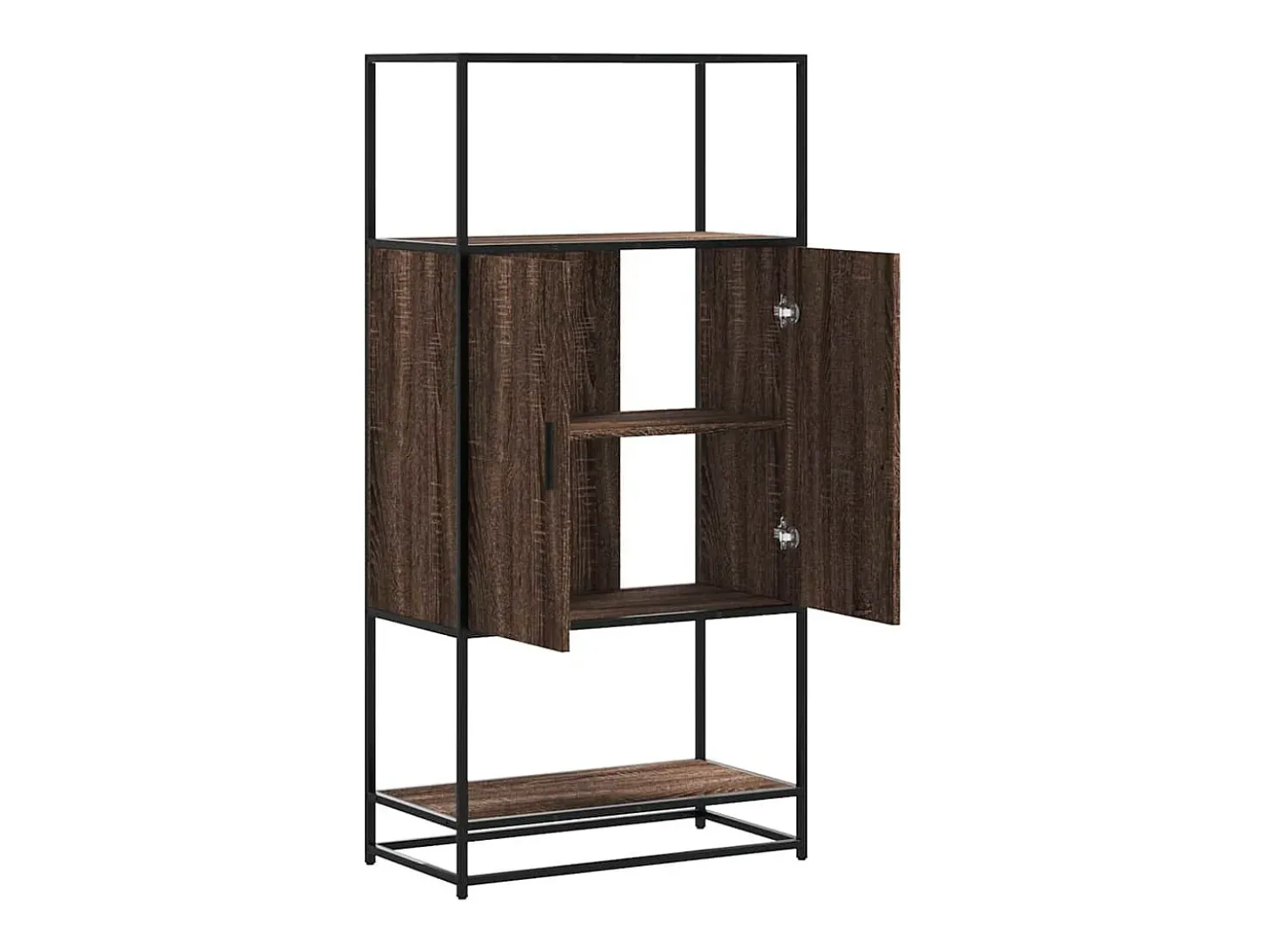Aparador alto roble marrón 68x35x139 cm madera contrachapada metal