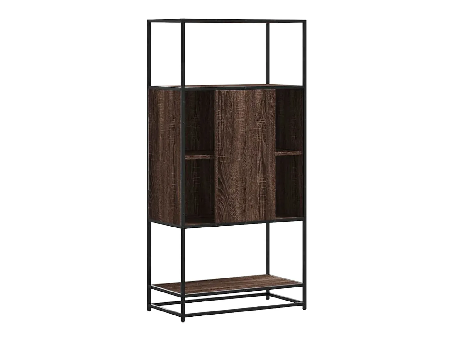 Aparador alto roble marrón 68x35x139 cm madera contrachapada metal