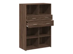 Aparador alto roble marrón 80x42,5x124 cm madera de ingeniería