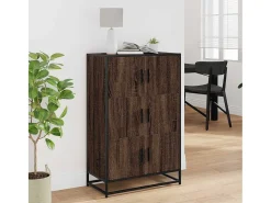 Aparador alto roble marrón 68x35x106,5 cm madera contrachapada metal