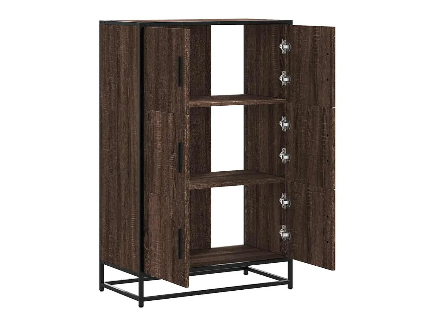 Aparador alto roble marrón 68x35x106,5 cm madera contrachapada metal