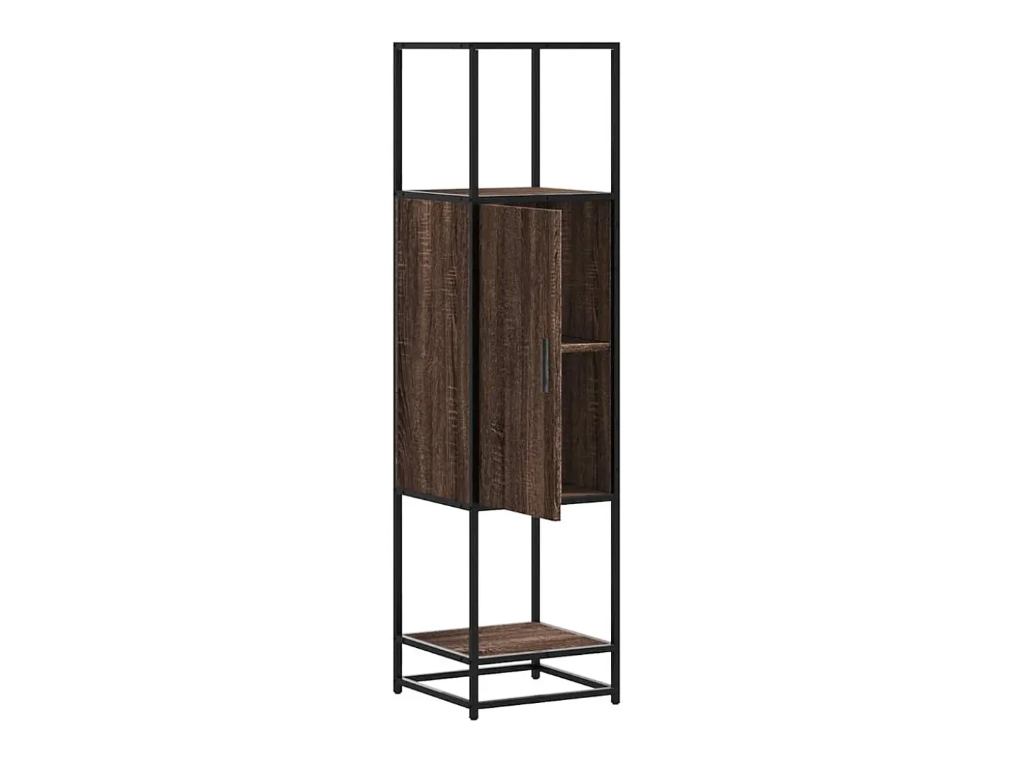 Aparador alto roble marrón 35,5x35x139 cm madera contrachapada metal