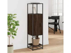 Aparador alto roble marrón 35,5x35x139 cm madera contrachapada metal