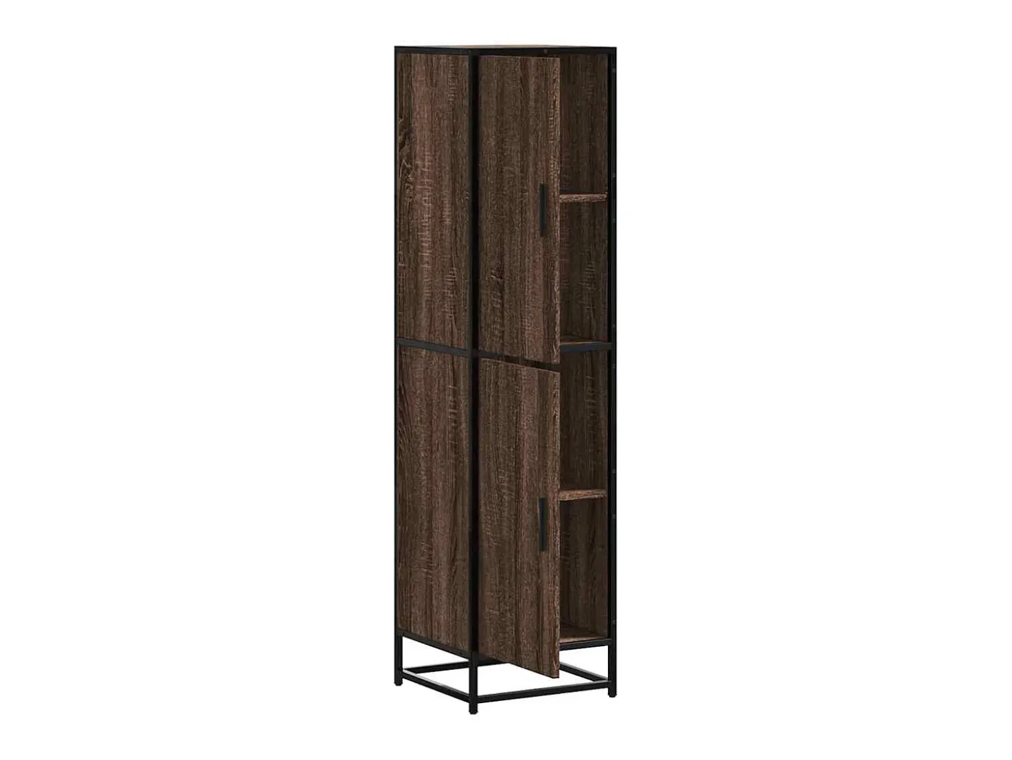 Aparador alto roble marrón 35,5x35x139 cm madera contrachapada metal