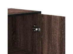 Aparador alto roble marrón 35,5x35x139 cm madera contrachapada metal