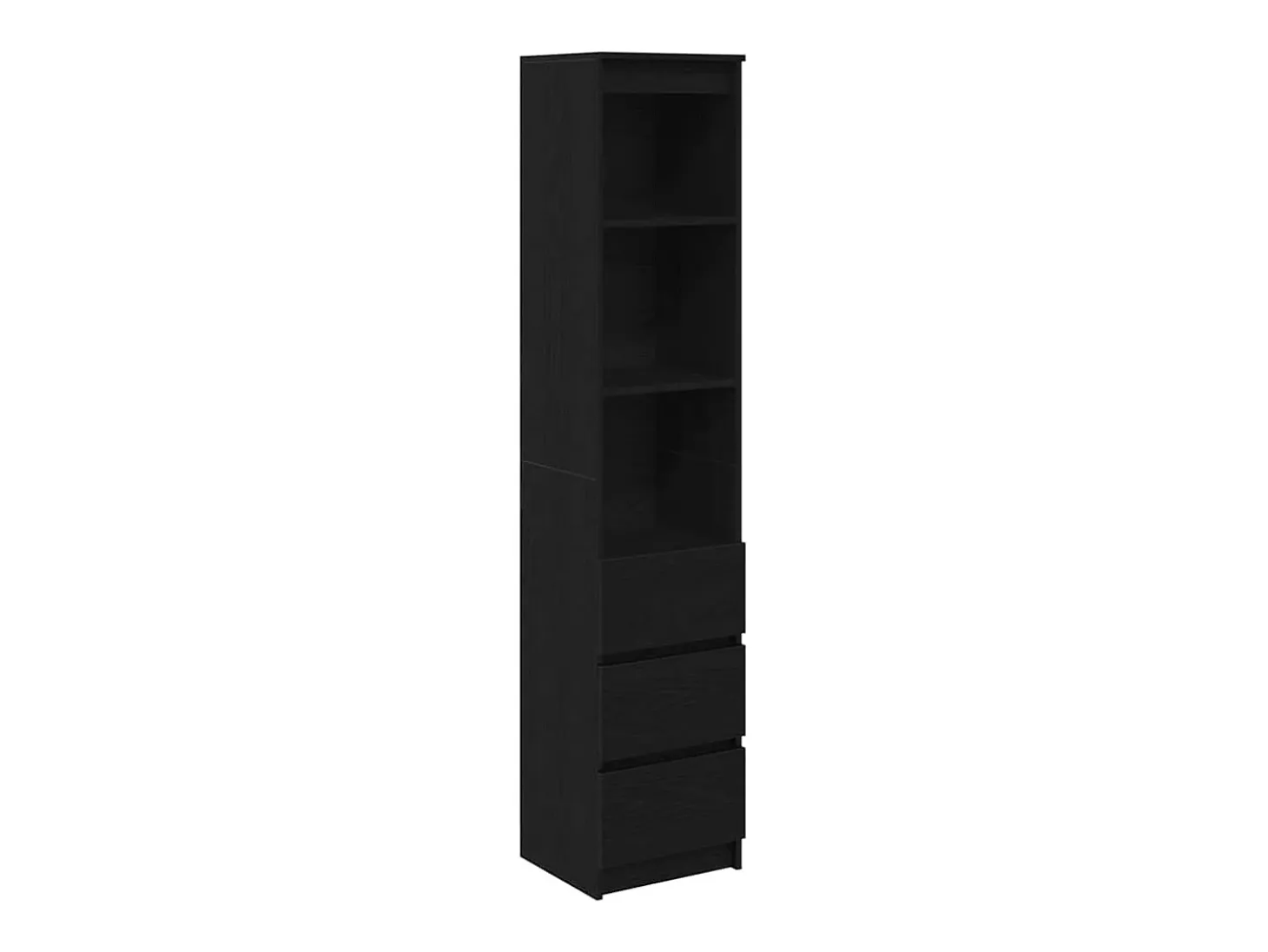 Aparador alto roble negro 37,5x35x180 cm madera de ingeniería