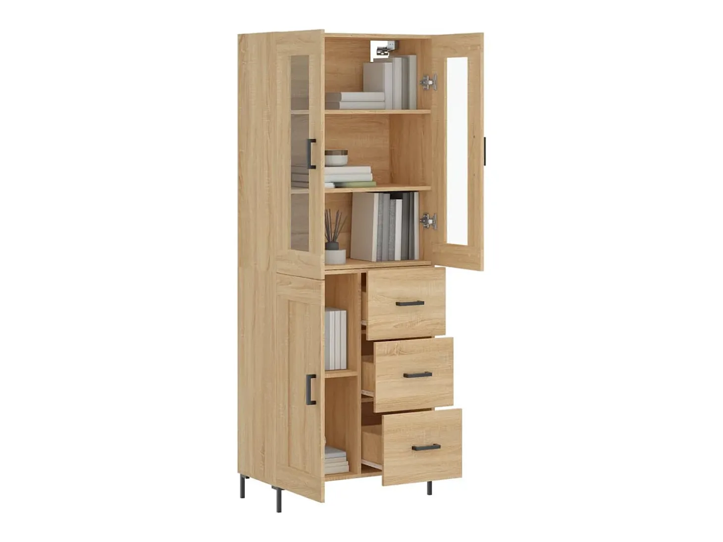 Aparador alto roble Sonoma 69,5x34x180 cm Madera de ingeniería