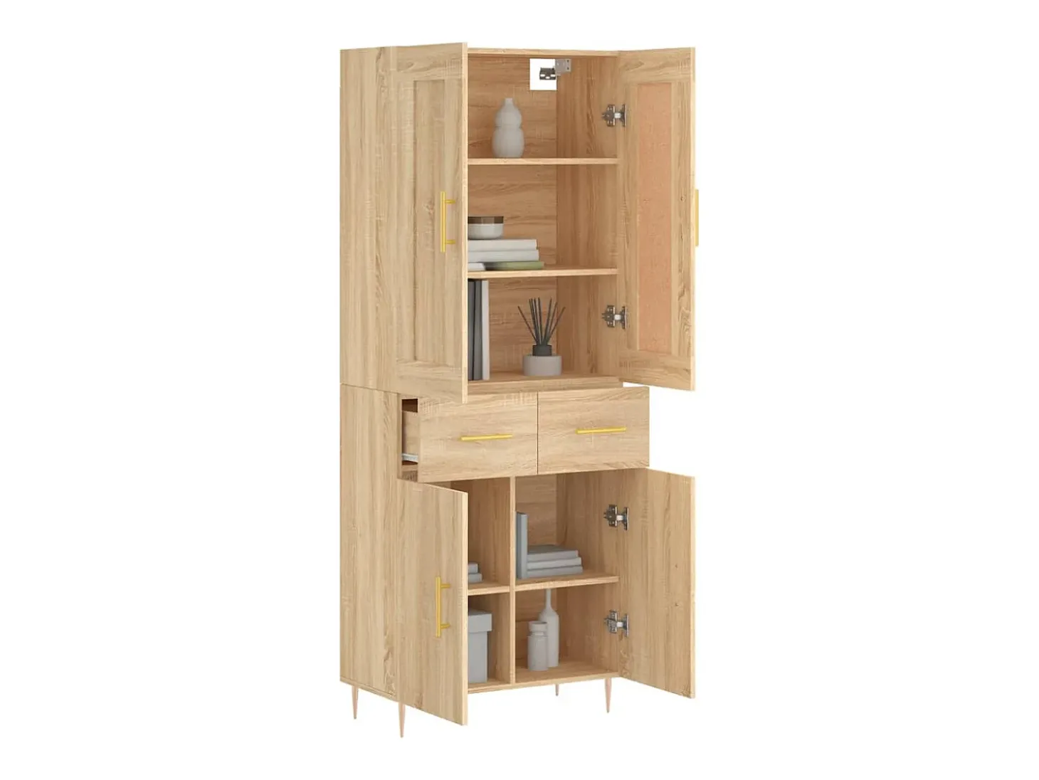 Aparador alto roble Sonoma 69,5x34x180 cm Madera de ingeniería