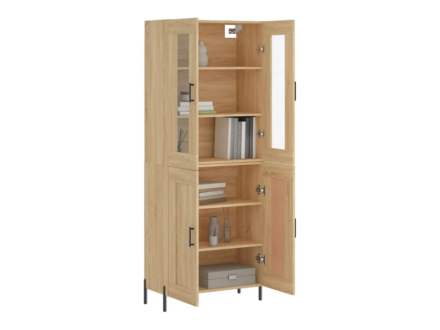Aparador alto roble Sonoma 69,5x34x180 cm Madera de ingeniería