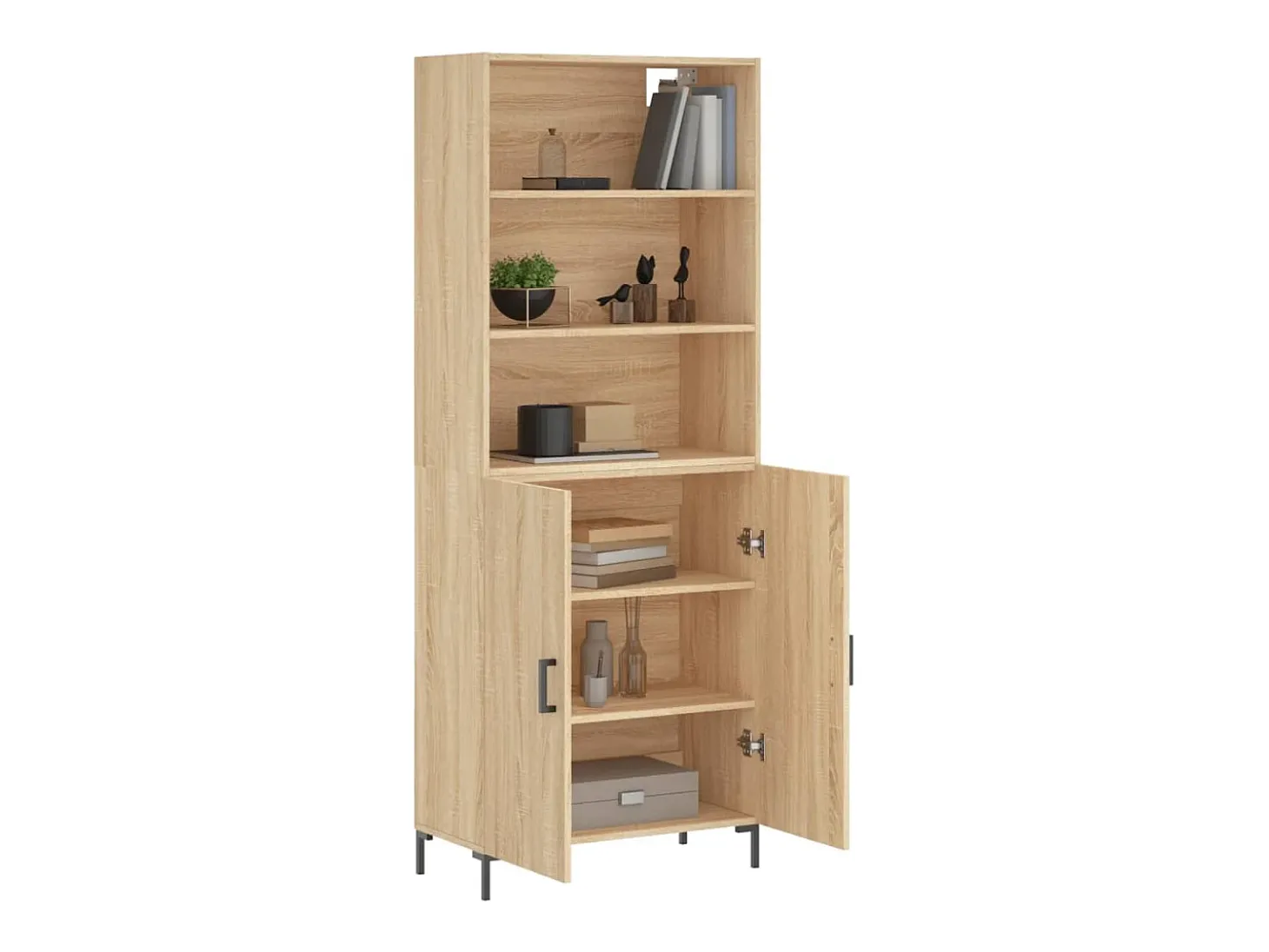 Aparador alto roble Sonoma 69,5x34x180 cm Madera de ingeniería