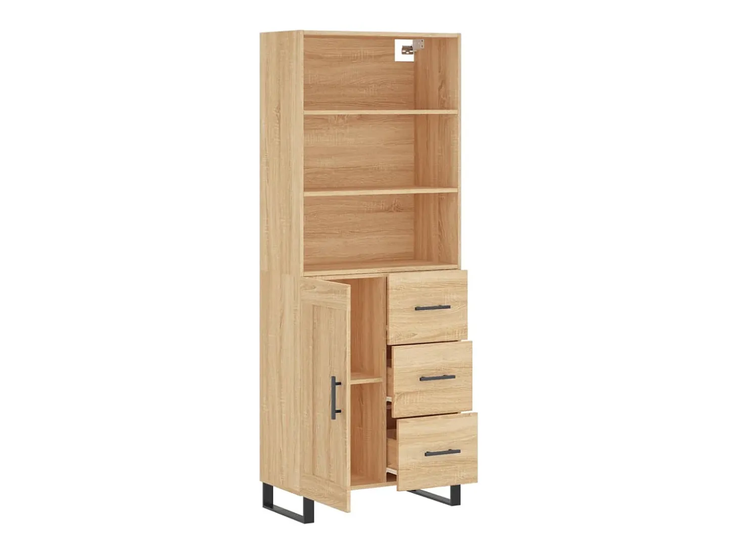 Aparador alto roble Sonoma 69,5x34x180 cm Madera de ingeniería