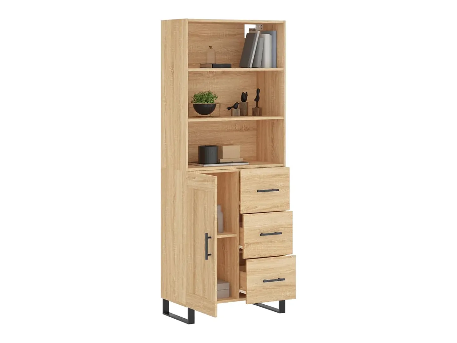 Aparador alto roble Sonoma 69,5x34x180 cm Madera de ingeniería