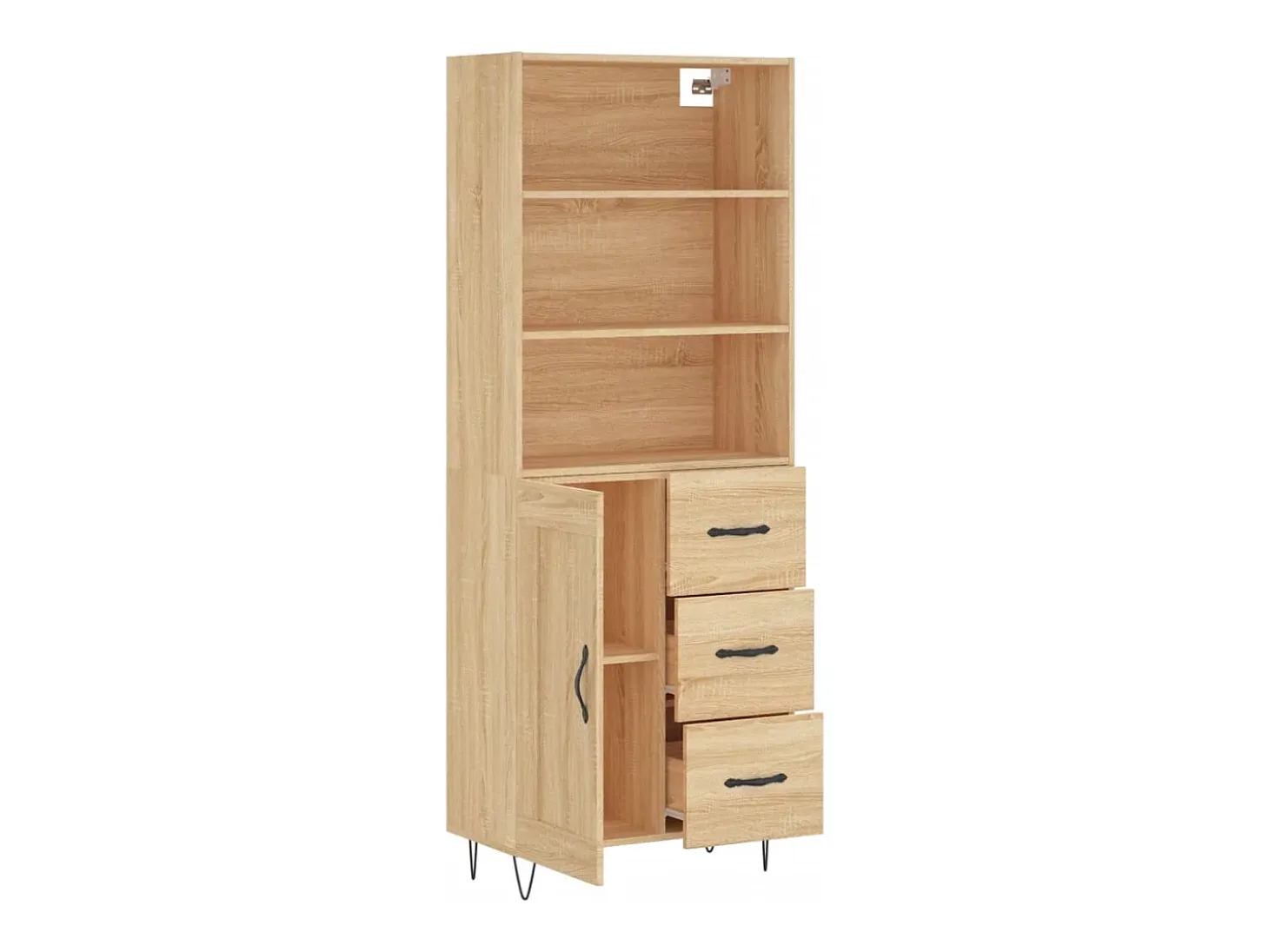 Aparador alto roble Sonoma 69,5x34x180 cm Madera de ingeniería