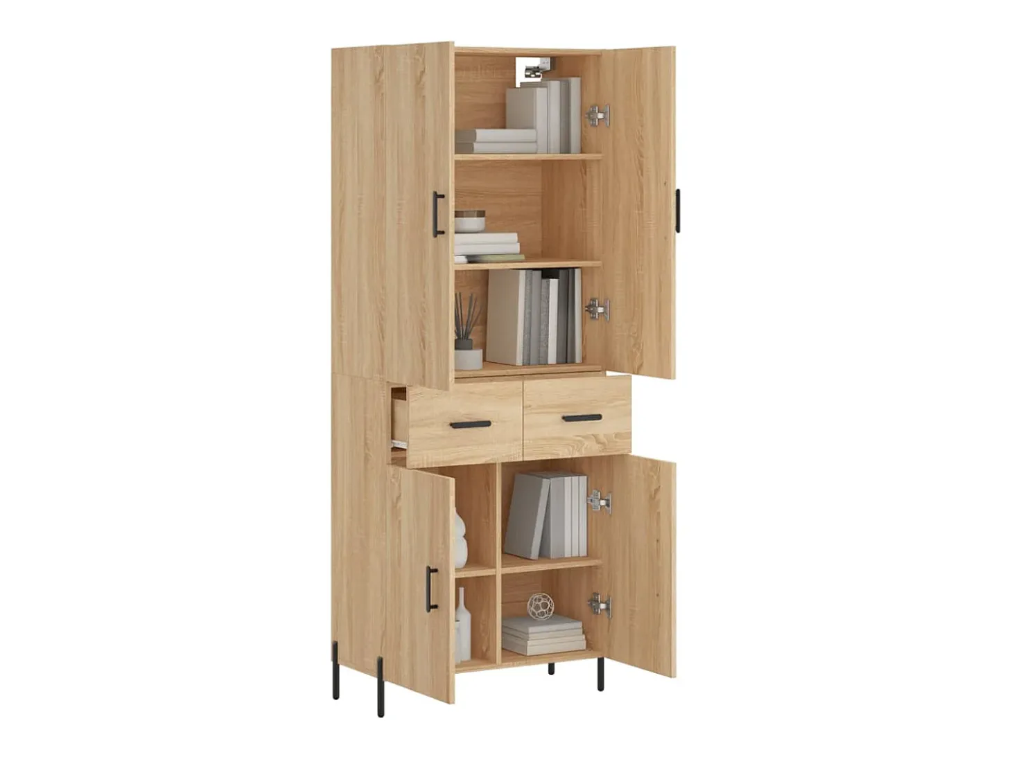 Aparador alto roble Sonoma 69,5x34x180 cm Madera de ingeniería