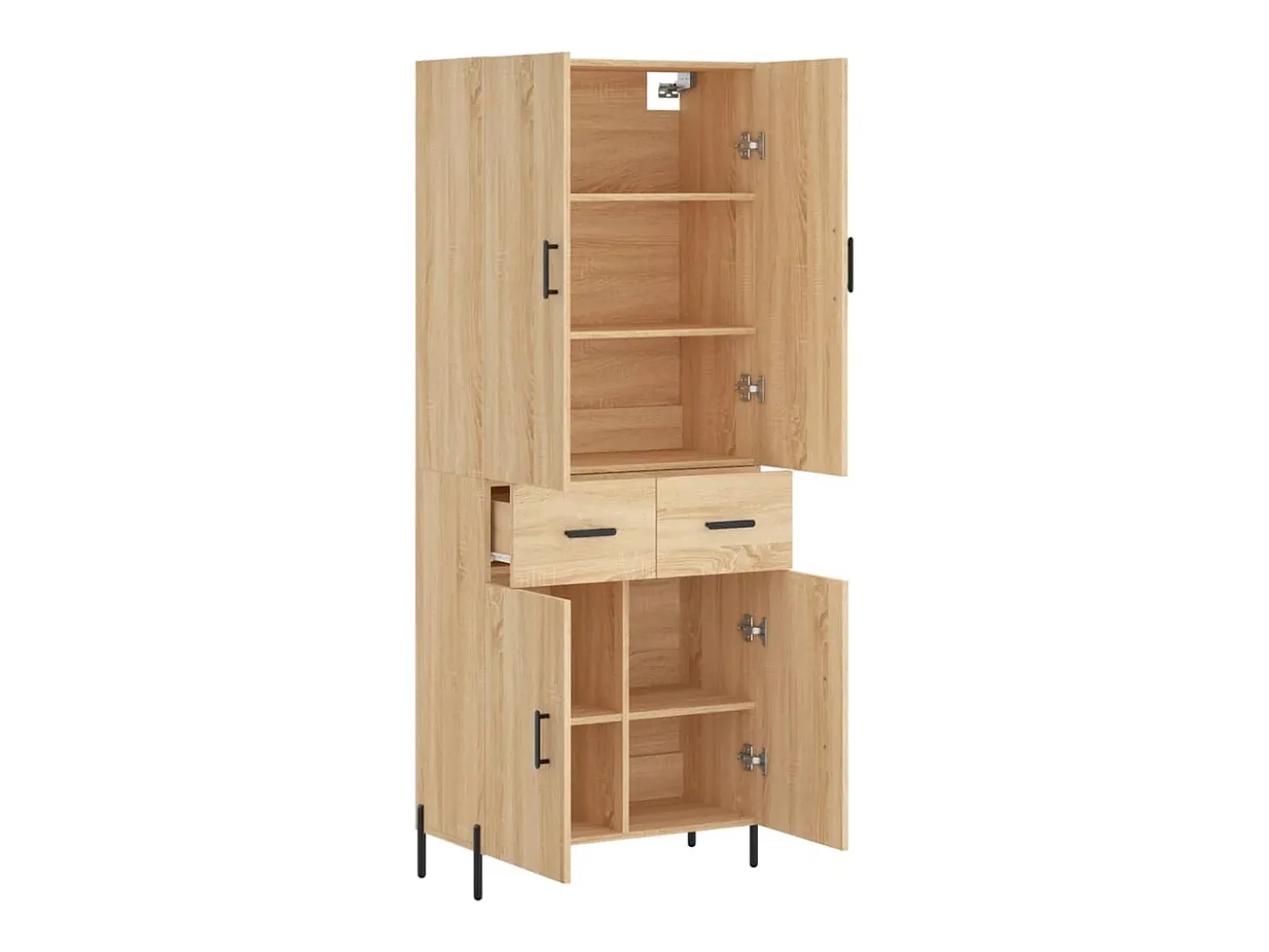 Aparador alto roble Sonoma 69,5x34x180 cm Madera de ingeniería