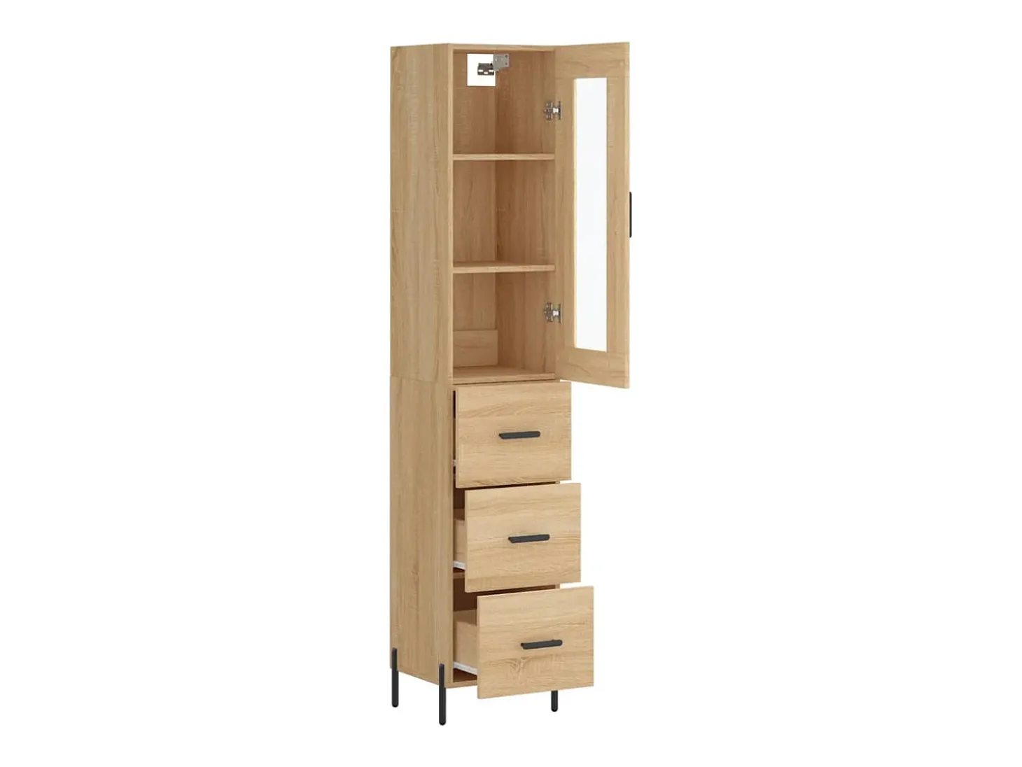 Aparador alto roble Sonoma 34,5x34x180 cm Madera de ingeniería