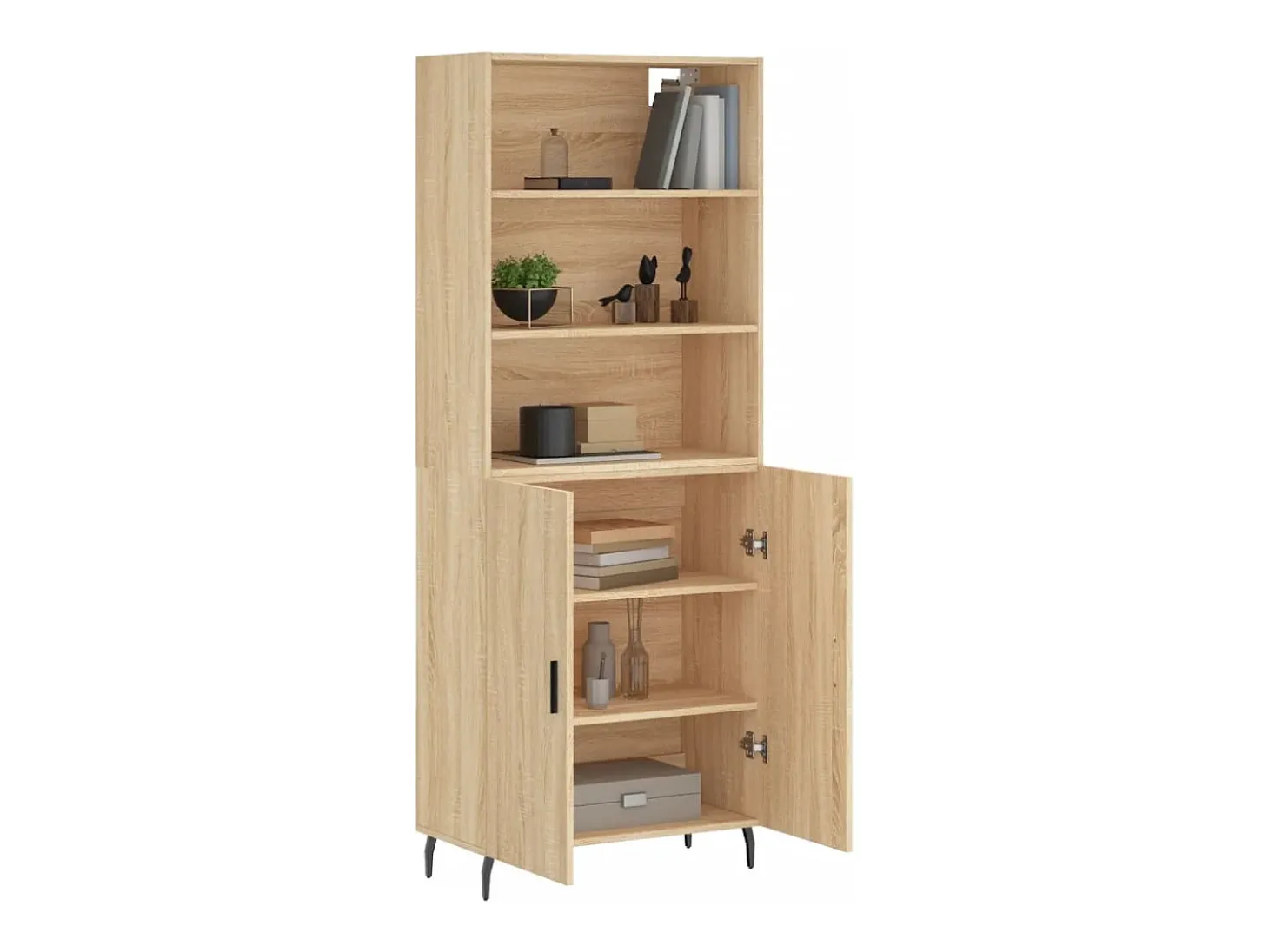 Aparador alto roble Sonoma 69,5x34x180 cm Madera de ingeniería