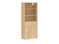 Aparador alto roble Sonoma 69,5x34x180 cm Madera de ingeniería