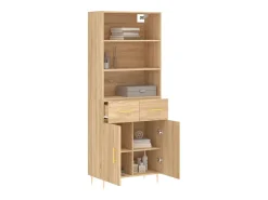 Aparador alto roble Sonoma 69,5x34x180 cm Madera de ingeniería