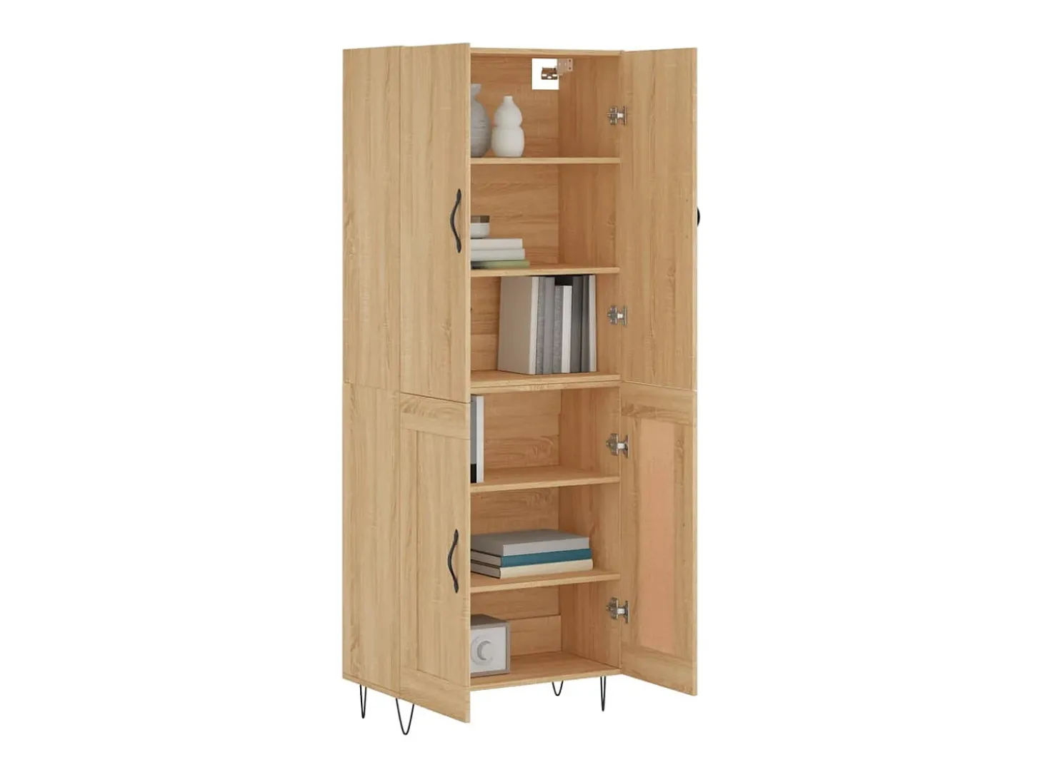 Aparador alto roble Sonoma 69,5x34x180 cm Madera de ingeniería