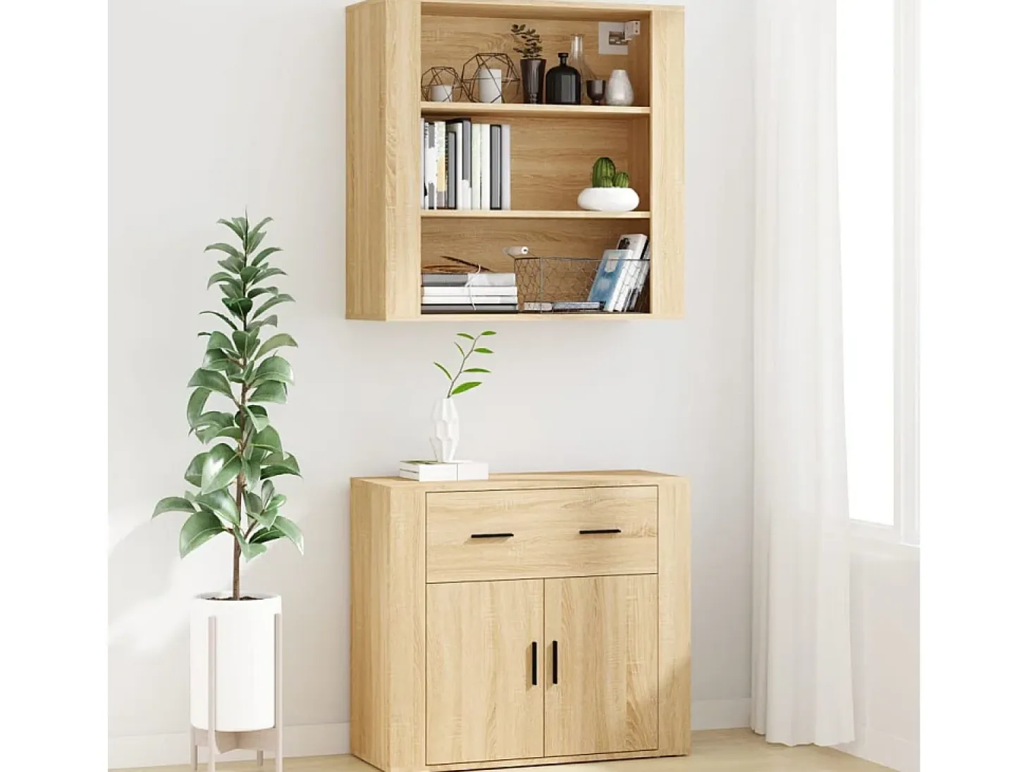 Aparador alto Roble Sonoma Madera de ingeniería