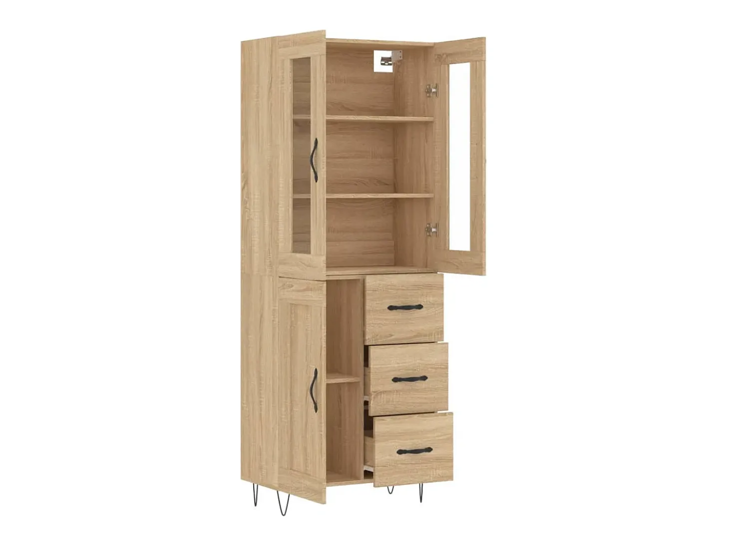 Aparador alto roble Sonoma 69,5x34x180 cm Madera de ingeniería