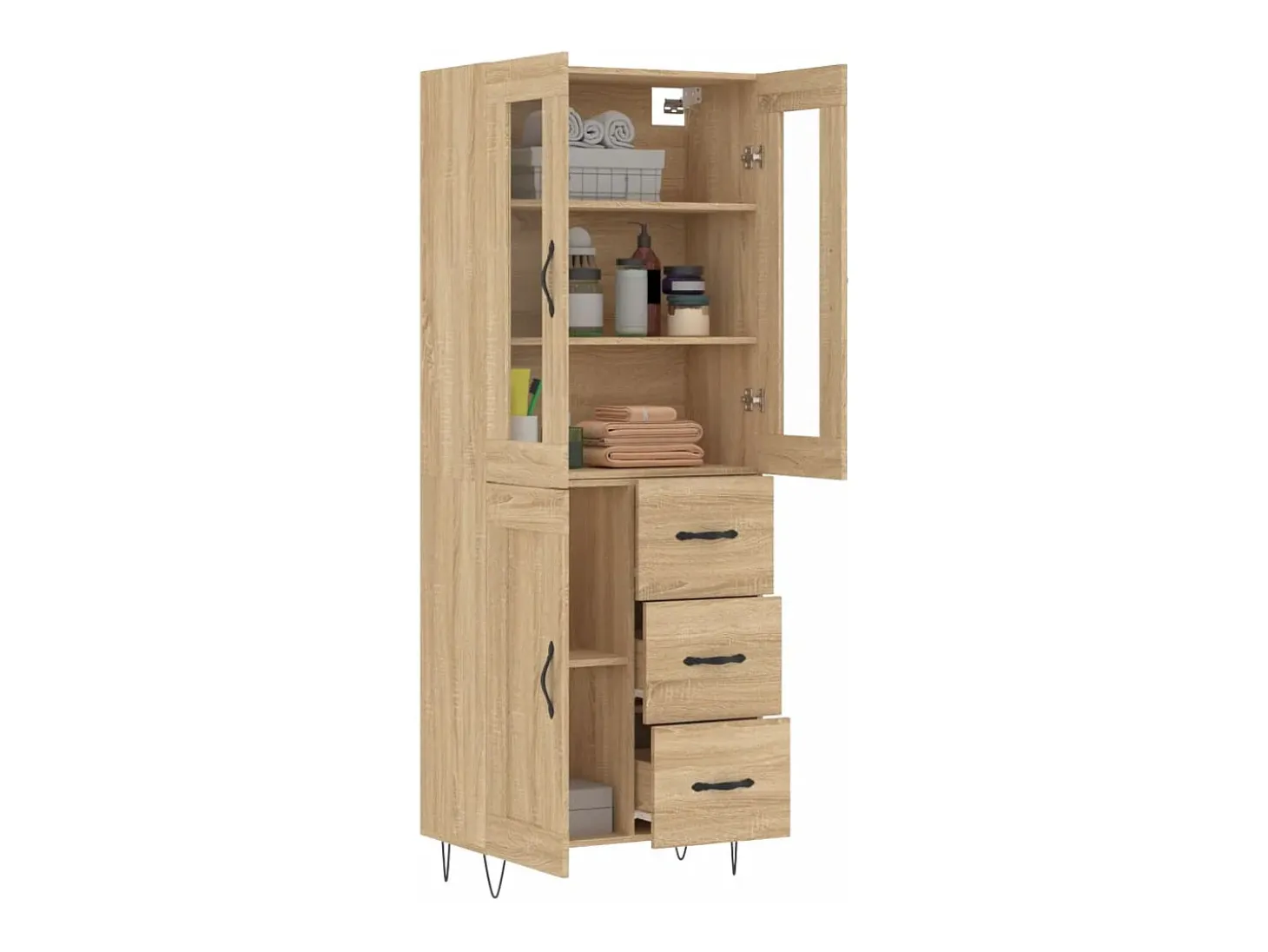Aparador alto roble Sonoma 69,5x34x180 cm Madera de ingeniería