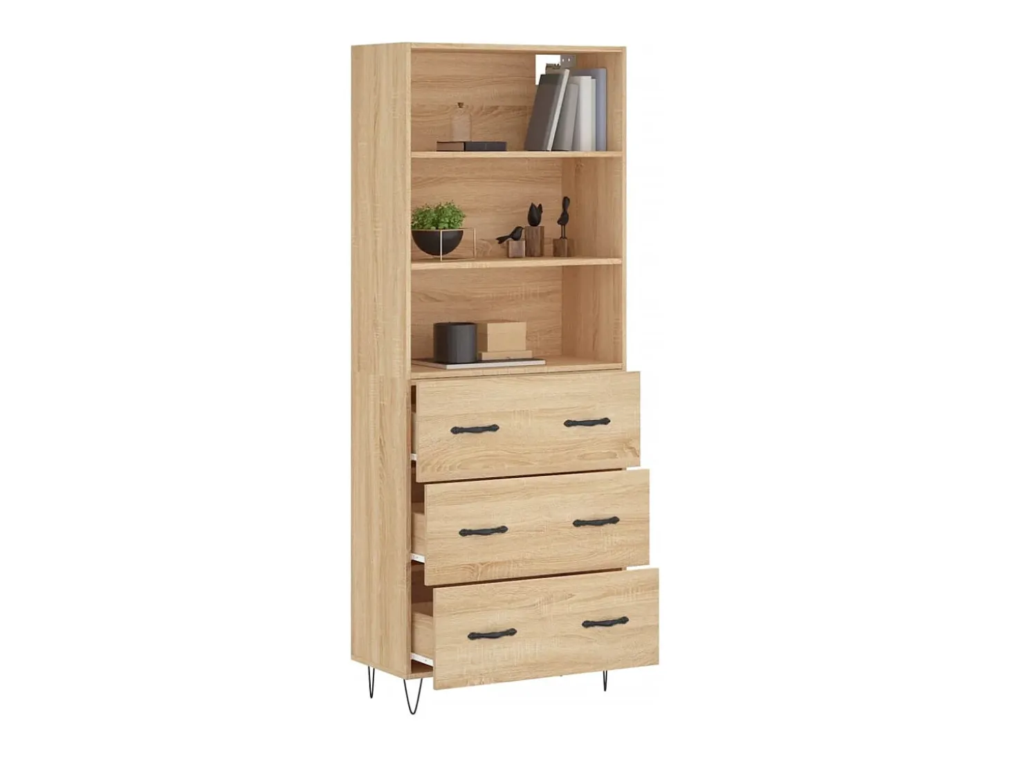 Aparador alto roble Sonoma 69,5x34x180 cm Madera de ingeniería