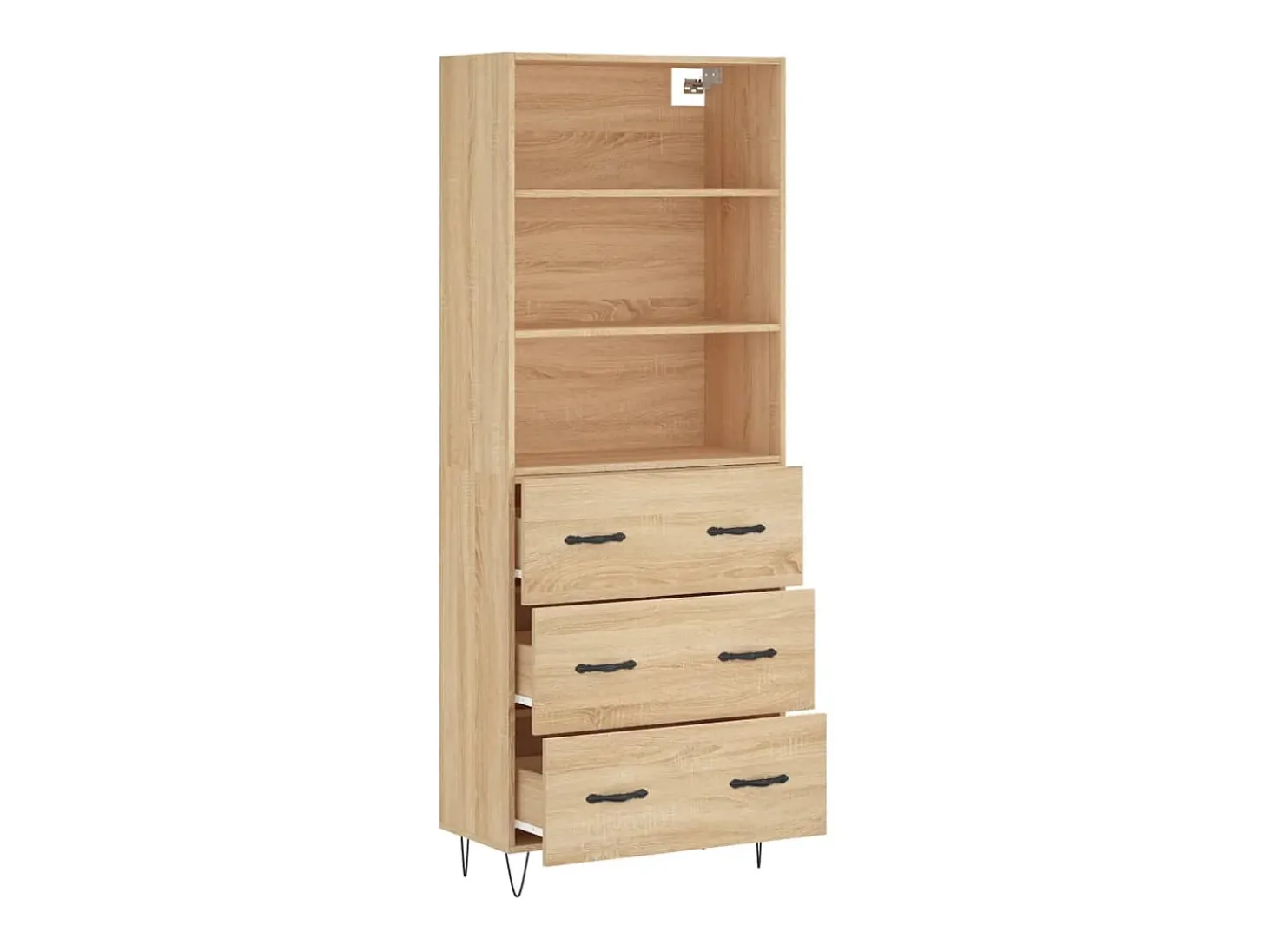 Aparador alto roble Sonoma 69,5x34x180 cm Madera de ingeniería