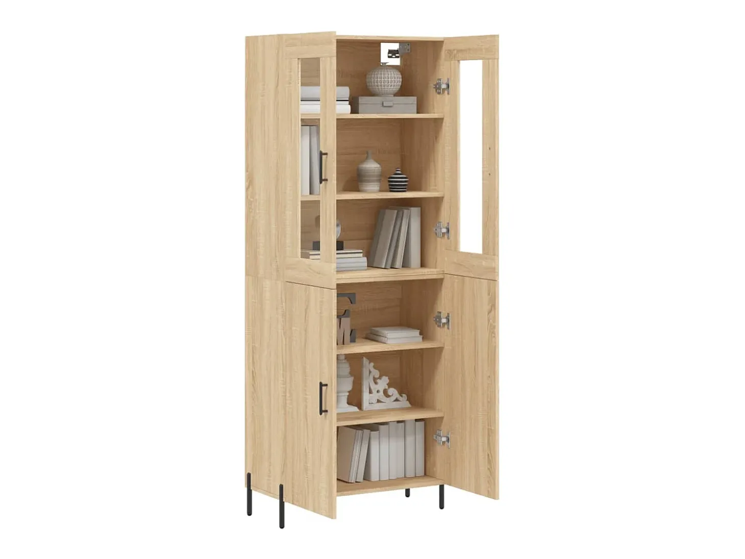 Aparador alto roble Sonoma 69,5x34x180 cm Madera de ingeniería